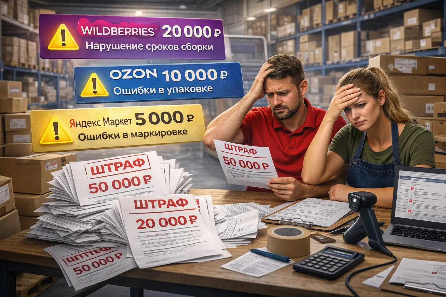 Штрафы на Wildberries и Ozon — за что теряют деньги селлеры: просрочки, упаковка, маркировка